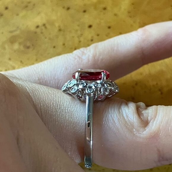 Lab Created Red Sapphire Sterling Silver Cocktail Ring - Picture 3 of 9